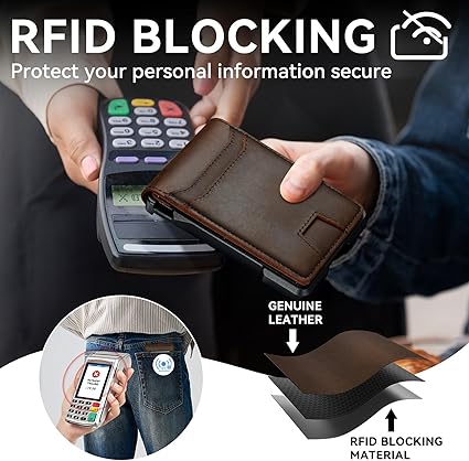 furid Genuine Leather RFID Slim Wallet with Money Clip – Pop-Up Card Holder