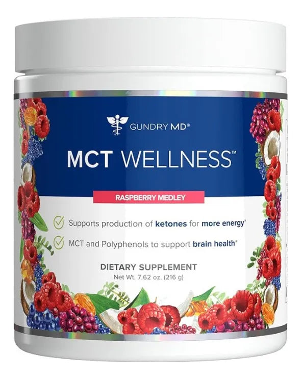 Gundry MD MCT Wellness Powder – Energy, Ketone & Brain Support | Raspberry Medley