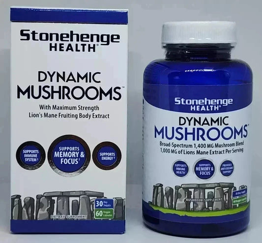 Stonehenge Health Dynamic Mushrooms – Nootropic Brain & Immune Support | 60 Veggie Capsules