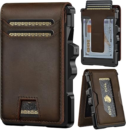 furid Genuine Leather RFID Slim Wallet with Money Clip – Pop-Up Card Holder