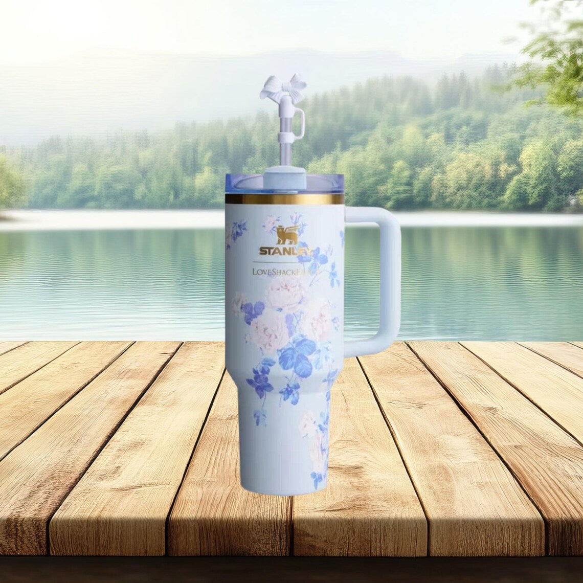 Stanley 40 oz Floral Blue Loveshackfancy Tumbler