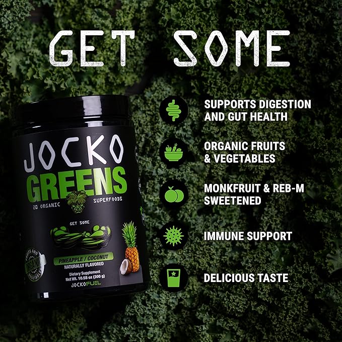 Jocko Greens Superfood Powder – Pineapple Coconut | Superfood Greens Drink | 30 Servings