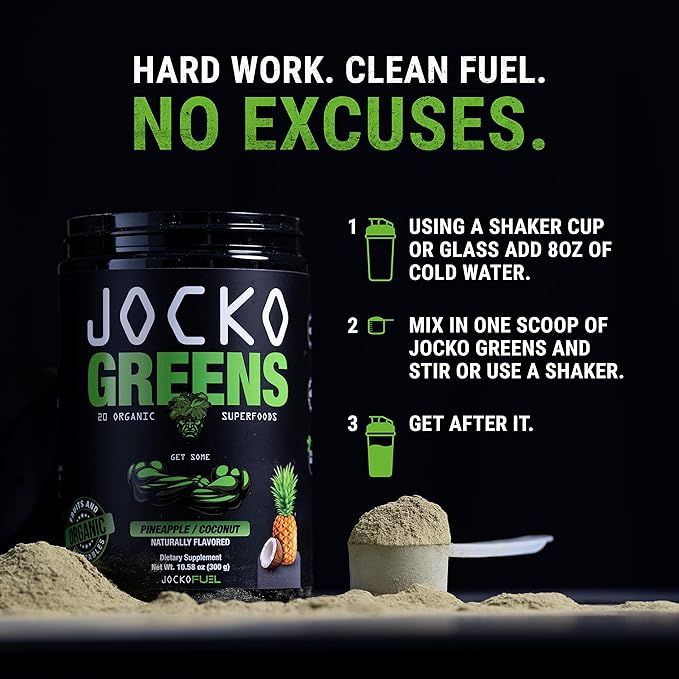 Jocko Greens Superfood Powder – Pineapple Coconut | Superfood Greens Drink | 30 Servings